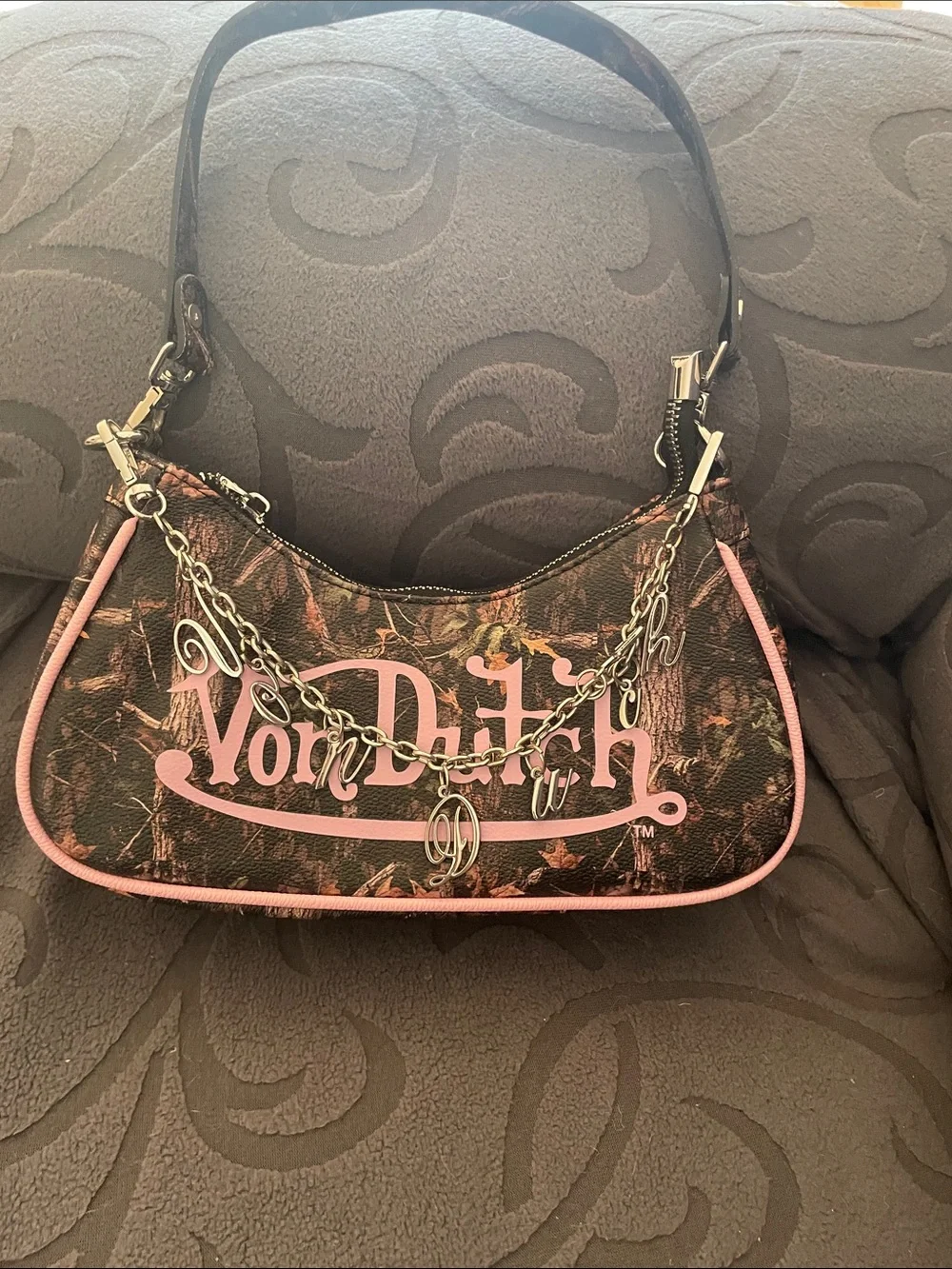 Von Dutch brown and Pink Logo Shoulder Bag - Picture 3 of 6